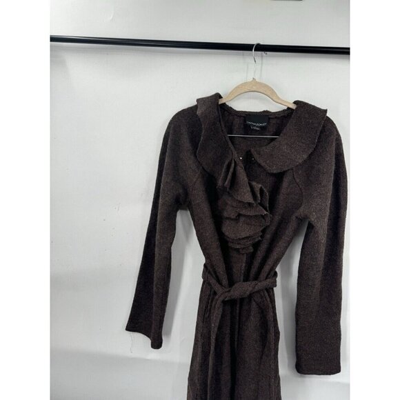 Cynthia‎ Rowley Wool Jacket Women Small Brown Ruffle Bohemian Academia Old Money - Picture 4 of 10